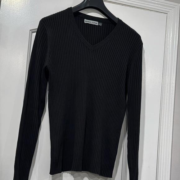 Basic Code Black V-Neck Ribbed Sweater Size Men’s XL - Picture 1 of 6